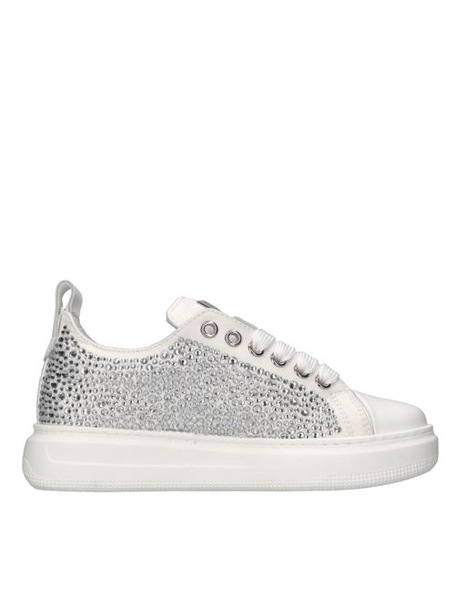 Sneakers in pelle e strass PHILIPP PLEIN | 80031 SATIN/RUBBERBIANCO-ARGENTO